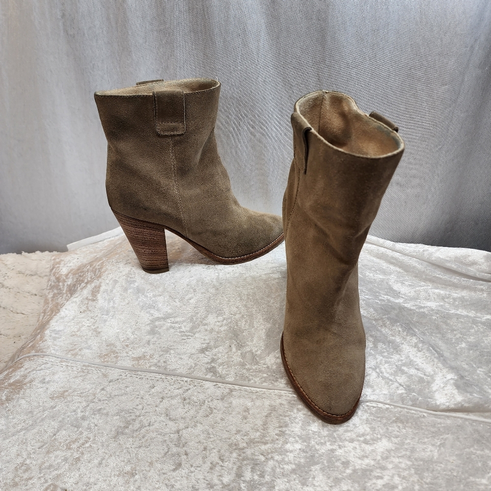 AQUATALIA Ankle Boots Tan Suede Leather Made in Italy 🇮🇹 Size 7.5